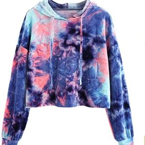 Drawstring Hoodie Crop Top Sweatshirt